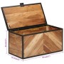 Caja de almacenaje madera maciza acacia y hierro 60x30x30 cm