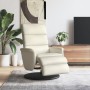 Sillón reclinable con reposapiés cuero sintético color crema