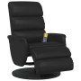 Sillón reclinable masaje con reposapiés cuero sintético negro