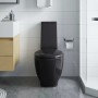 Inodoro WC redondo de cerámica con cisterna negro