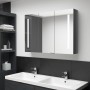 Mueble de baño con espejo LED gris brillante 89x14x62 cm