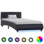 Estructura cama LED sin colchón cuero sintético negro 90x200 cm