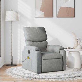 Sillón reclinable de masaje de tela gris claro en Sillones | Comprar online en Foro24