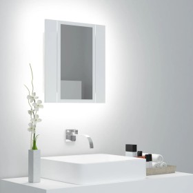 Armario espejo de baño con luz LED acrílico blanco 40x12x45 cm