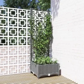 Planter with light gray PP trellis 40x40x121.5 cm by vidaXL, Pots and planters - Ref: Foro24-153269, Price: 51,97 €, Discount: %
