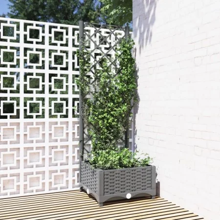 Planter with light gray PP trellis 40x40x121.5 cm by vidaXL, Pots and planters - Ref: Foro24-153269, Price: 51,97 €, Discount: %