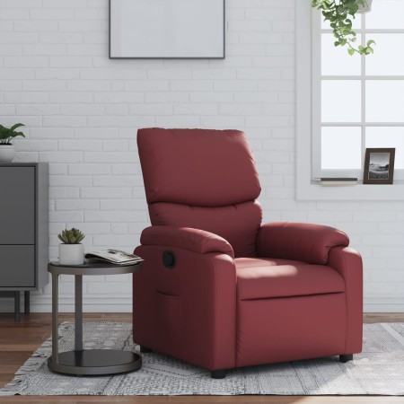Sillón reclinable de cuero sintético rojo tinto