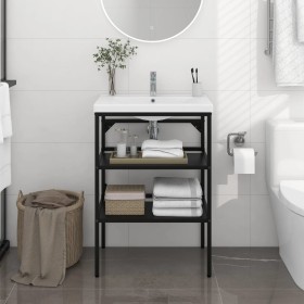 Waschbeckenstruktur aus schwarzem Eisen 59x38x83 cm von vidaXL, Badezimmerwaschtische - Ref: Foro24-338488, Preis: 102,15 €, ...