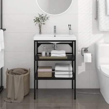 Estructura de lavabo de hierro negro 59x38x83 cm de vidaXL, Tocadores de baño - Ref: Foro24-338488, Precio: 99,52 €, Descuent...