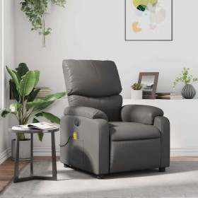 Sillón de masaje reclinable cuero sintético gris Sillón de masaje reclinable cuero sintético gris