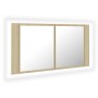Armario espejo de baño LED acrílico roble Sonoma 90x12x45 cm de vidaXL, Tocadores de baño - Ref: Foro24-804975, Precio: 50,44...
