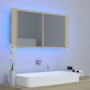 Armario espejo de baño LED acrílico roble Sonoma 90x12x45 cm de vidaXL, Tocadores de baño - Ref: Foro24-804975, Precio: 50,44...