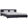 Estructura cama LED sin colchón cuero sintético negro 180x200cm