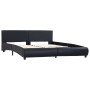 Estructura cama LED sin colchón cuero sintético negro 180x200cm