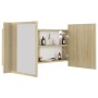 Armario espejo de baño LED acrílico roble Sonoma 90x12x45 cm de vidaXL, Tocadores de baño - Ref: Foro24-804975, Precio: 50,44...