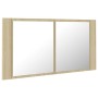 Armario espejo de baño LED acrílico roble Sonoma 90x12x45 cm de vidaXL, Tocadores de baño - Ref: Foro24-804975, Precio: 50,44...