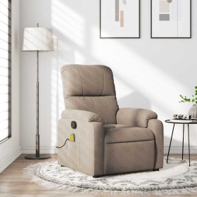 Sillón reclinable de masaje tela de microfibra gris taupe Sillón reclinable de masaje tela de microfibra gris taupe