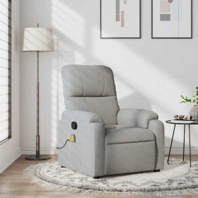 Sillón reclinable de masaje tela de microfibra gris claro Sillón reclinable de masaje tela de microfibra gris claro