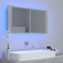 LED-Licht Badezimmerspiegelschrank aus Acryl in Betongrau 90x12x45 cm von vidaXL, Badezimmerwaschtische - Ref: Foro24-804976,...