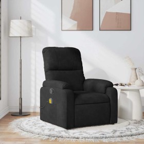 Sillón reclinable de masaje tela de microfibra negro Sillón reclinable de masaje tela de microfibra negro