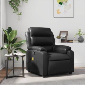 Sillón de masaje reclinable cuero sintético negro Sillón de masaje reclinable cuero sintético negro