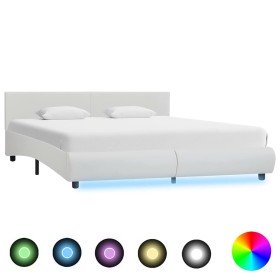 Estructura de cama con LED sin colchón blanco 180x200 cm