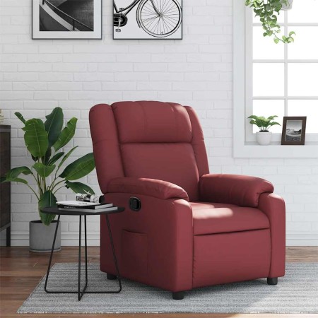 Sillón reclinable de cuero sintético rojo tinto en Sillones | Comprar online en Foro24