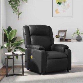 Sillón de masaje reclinable cuero sintético negro Sillón de masaje reclinable cuero sintético negro