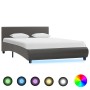 Estructura de cama con LED de cuero sintético gris 120x200 cm
