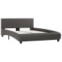 Estructura de cama con LED de cuero sintético gris 120x200 cm