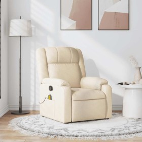 Sillón de masaje reclinable de tela crema Sillón de masaje reclinable de tela crema