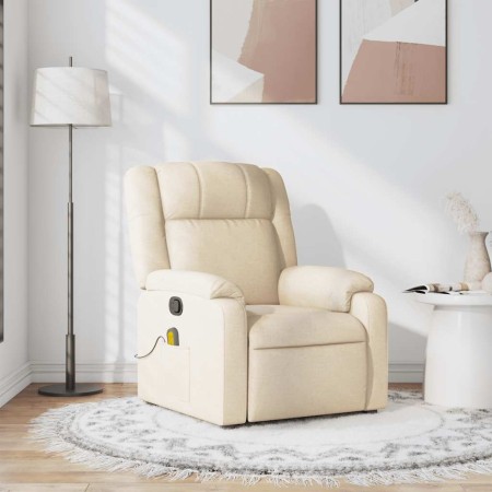 Sillón de masaje reclinable de tela crema