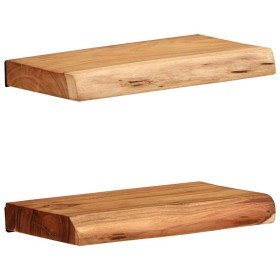 Estantes de pared 2 unidades madera maciza acacia 30x20x3,5 cm