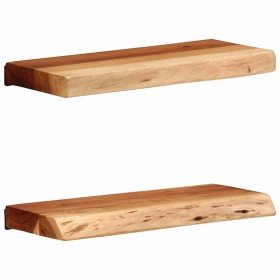 Estantes de pared 2 unidades 40x20x3,5 cm madera maciza acacia