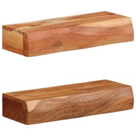Estantes de pared 2 unidades 40x17x8 cm madera maciza acacia