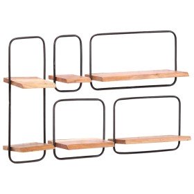Estantes de pared 5 unidades madera maciza acacia