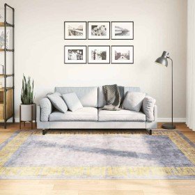 Alfombra lavable antideslizante gris y dorado 150x230 cm