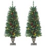 Árboles de Navidad artificiales 2 uds 100 LED verde 120 cm