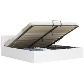 Cama canapé hidráulica cuero sintético blanco 180x200 cm en Camas y somieres | Comprar online en Foro24