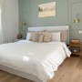 Cama canapé hidráulica cuero sintético blanco 180x200 cm