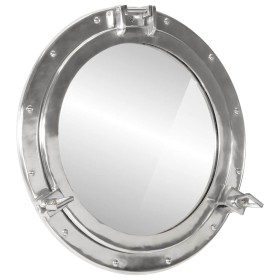 Espejo de ojo de buey de pared aluminio y vidrio Ø50 cm