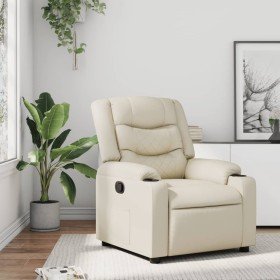 Sillón reclinable de cuero sintético crema Sillón reclinable de cuero sintético crema