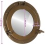 Espejo de ojo de buey de pared aluminio y vidrio Ø38 cm