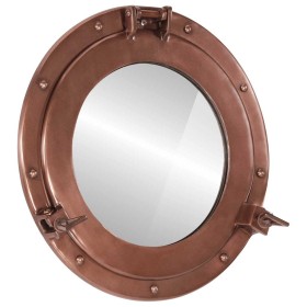 Espejo de ojo de buey de pared aluminio y vidrio Ø38 cm
