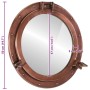 Espejo de ojo de buey de pared aluminio y vidrio Ø50 cm