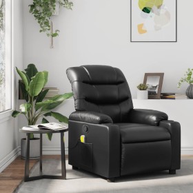 Sillón de masaje reclinable cuero sintético negro Sillón de masaje reclinable cuero sintético negro