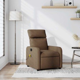 Sillón reclinable con masaje de tela marrón en Sillones | Comprar online en Foro24