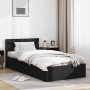 Cama canapé hidráulica con LED sin colchón negra 90x200 cm