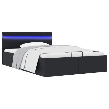 Cama hidráulica almacenaje LED sin colchón negro 140x200 cm en Camas y somieres | Comprar online en Foro24
