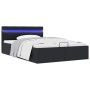 Cama hidráulica almacenaje LED sin colchón negro 140x200 cm